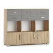 Commode Ciomas 21 | Chêne Sonoma & Gris | 104 x 130 x 40 cm | Design moderne & espace optimisé