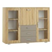 Vitrine Ciomas 02 | chêne Sonoma et gris | 104 x 135 x 40 cm | Design moderne et spacieux