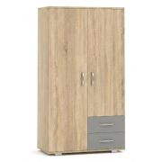 Armoire Ciomas 09 | Chêne de Sonoma / gris | 145 x 80 x 40 cm | 2 portes, 2 tiroirs, 5 étagères