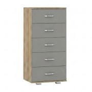 Commode Ciomas 13 | Chêne de Sonoma et gris | 5 tiroirs | 104 x 50 x 40 cm