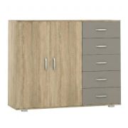 Commode Ciomas 10 | chêne Sonoma / gris | 104 x 130 x 40 cm | Rangement spacieux et design contemporain