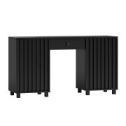 Bureau à 4 compartiments, noir, 77 x 140 x 60 cm, système de fermeture en douceur, 2 portes et 1 tiroir, façades à lamelles, poignées métalliques