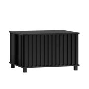 Table basse noire à lamelles | 51 x 78 x 67 cm | chants ABS | pieds métalliques | design élégant | finition de qualité