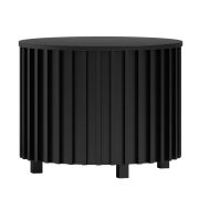 Table basse ronde 68 cm | Design élégant à lamelles noires | Hauteur 54 cm | Bords ABS | Pieds métal