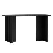 Table à manger noire | 76 x 140 x 80 cm | Pieds larges à lamelles | Finition précise | Très stable