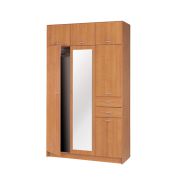 Armoire penderie Sepatan 09 | 6 portes dont 1 miroir | aulne | 220 x 130 x 55 cm
