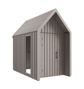 Abri de jardin / 1 fenêtre sur toute la hauteur / Gris-beige / Surface au sol : 4,50 m² / Style scandinave / Toit à deux versants / Dimensions extérieures : 162,4 x 207,7 cm / Malmö 10
