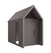 Abri de jardin gris-marron / Fenêtre triangulaire / Surface au sol : 4,50 m² / Style scandinave / Toit à deux versants / Dimensions extérieures : 162,4 x 207,7 cm / Malmö 19