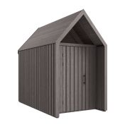 Abri de jardin à toit en pente / Fenêtre triangulaire / Gris-marron / Surface au sol : 4,50 m² / Style scandinave / Dimensions extérieures : 162,4 x 207,7 cm / Malmö 20