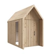 Abri de jardin avec fenêtre en verre de sécurité / Nature / Surface au sol : 4,50 m² / Style scandinave / Malmö 26 / Bois d'épicéa / Dimensions extérieures : 162,4 x 207,7 cm