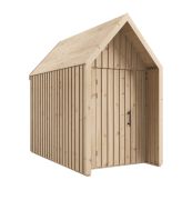 Abri de jardin en épicéa massif / Finition naturelle / Surface au sol : 4,64 m² / Style scandinave / Toit à deux versants / Dimensions extérieures : 162,4 x 285,7 cm / Malmö 29