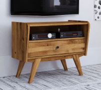 Meuble TV Otago 20 chêne sauvage massif huilé - Dimensions : 63 x 80 x 40 cm (H x L x P)