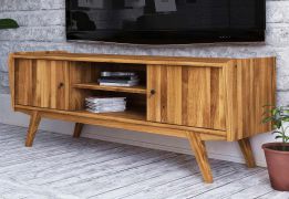 Meuble TV Otago 21 en chêne massif huilé | 61 x 160 x 50 cm | Design haut de gamme