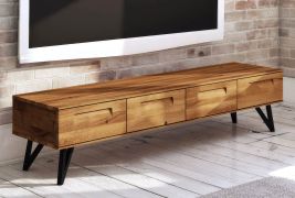 Meuble TV Masterton 17 | Chêne sauvage massif huilé | 42 x 182 x 45 cm | Design premium