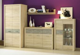 Salon complet - Set E Mesquite, 4 pièces, couleur : chêne clair de Sonoma / chêne truffier de Sonoma