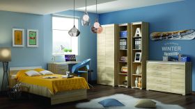 Chambre à coucher complète - Set D Mochis, 6 pièces, couleur : chêne Sonoma clair, y compris 3 inserts de couleur