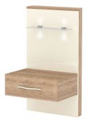 Table de chevet droite Gataivai 11 | Beige brillant & Noyer | 100 x 56 x 47 cm | LED & Soft Close