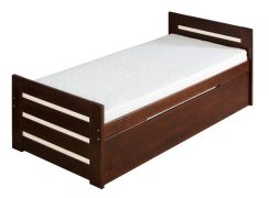 Lit enfant Milo 33 avec 2e couchage et sommier | Noyer / Crème | 90 x 200 cm | Montage facile