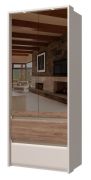 Armoire miroir Papauta 02 | Cachemire & Chêne foncé | 226 x 97 x 60 cm | LED, Soft-Close, Rangement optimisé
