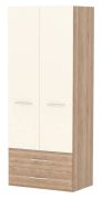 Armoire penderie Gataivai 01 | Beige brillant & Noyer | 224 x 92 x 57 cm | Design contemporain