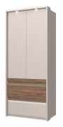 Armoire spacieuse Papauta 01 | Coloris cachemire & chêne foncé | 226 x 97 x 60 cm | LED intégrée