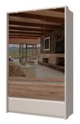 Armoire avec miroir Papauta 04 | Cachemire & Chêne foncé | 226 x 142 x 60 cm | Éclairage LED