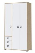 Armoire à portes battantes / armoire 19, couleur : hêtre / blanc - 236 x 126 x 56 cm (h x l x p)