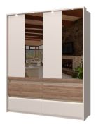 Armoire avec miroir Papauta 06 | Cachemire & Chêne foncé | 226 x 187 x 60 cm | Éclairage LED intégré