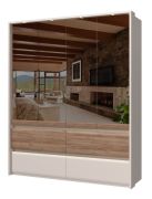 Armoire penderie avec miroir Papauta 07 | Kaschmir & Chêne foncé | 226 x 187 x 60 cm | LED & Soft Close