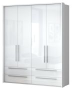 Armoire penderie à portes battantes Siumu 30 | Blanc & Blanc brillant | 226 x 187 x 60 cm | Soft Close