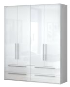 Armoire penderie Siumu 30 | Blanc & Blanc Brillant | 224 x 182 x 56 cm | Design moderne, grande capacité