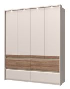 Armoire 4 portes Papauta 05 | Cachemire & Chêne foncé | 226 x 187 x 60 cm | LED, Soft Close