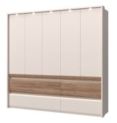 Armoire 5 portes Papauta 08 | Cachemire & Chêne foncé | 226 x 232 x 60 cm | LED & Fermeture douce