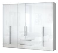 Armoire penderie Siumu 33 | Blanc & Blanc brillant | 224 x 272 x 56 cm | Design moderne & grande capacité