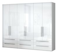 Armoire penderie Siumu 36 | Blanc & Blanc brillant | 224 x 272 x 56 cm | Design moderne
