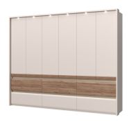 Armoire penderie 6 portes Papauta 12 | Cachemire & Chêne foncé | 226 x 277 x 60 cm | LED & Fermeture douce