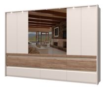 Armoire miroir Papauta 16 | Cachemire & Chêne foncé | 226 x 322 x 60 cm | Rangement spacieux