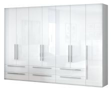 Armoire penderie Siumu 39 | Blanc & Blanc brillant | 224 x 317 x 56 cm | Design moderne
