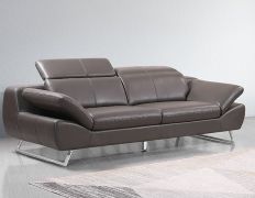 Cuir véritable Premium Canapé Safona, canapé 3 places, couleur : Nougat