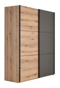 Armoire portes coulissantes Sabadell 24 | Chêne/Gris | 222x179x64 cm | Design moderne et pratique
