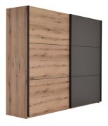 Armoire à portes coulissantes Sabadell 23 | Chêne & Gris | 222 x 269 x 64 cm | Design moderne