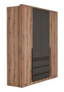 Armoire penderie Cerdanyola 01 | Chêne & Gris | 216 x 195 x 56 cm | Design moderne