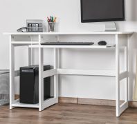 Bureau en pin massif blanc Junco 194 | 75 x 120 x 50 cm | Design moderne, fabrication soignée