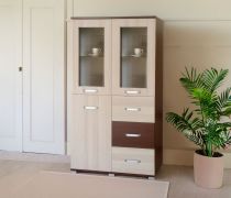 Vitrine Cikupa 25 | Noyer & Orme | 160 x 90 x 40 cm | Design moderne | Rangements spacieux