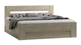 Lit une place avec rangement | 140 x 200 cm | Sommier à lattes relevable | Chêne Sonoma | Style moderne et robuste