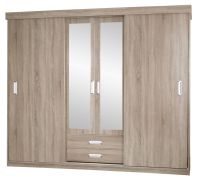 Grande armoire à portes coulissantes Kikori 13 | Chêne Sonoma | 210 x 250 x 62 cm | Organisation optimale