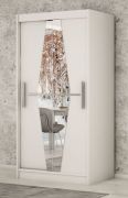 Armoire penderie portes coulissantes avec miroir | Blanc mat | 200 x 100 x 62 cm | Série Alphubel