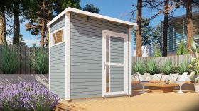 Abri de jardin Kiel 01 avec plancher, gris clair laqué - en éléments de 19 mm, surface au sol : 2,60 m², toit à une pente