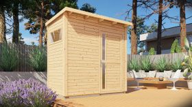 Abri de jardin Kiel 01 avec plancher, naturel - en éléments de 19 mm, surface au sol : 2,60 m², toit à une pente