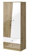 Armoire penderie Sirte 01 | Chêne & blanc brillant | 190 x 80 x 50 cm | Design moderne & rangement optimisé